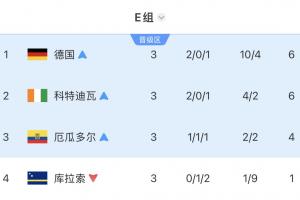 死亡之组激战升级!E组四队均遭淘汰:德国遭遇意外,科特迪瓦与厄瓜多尔落败